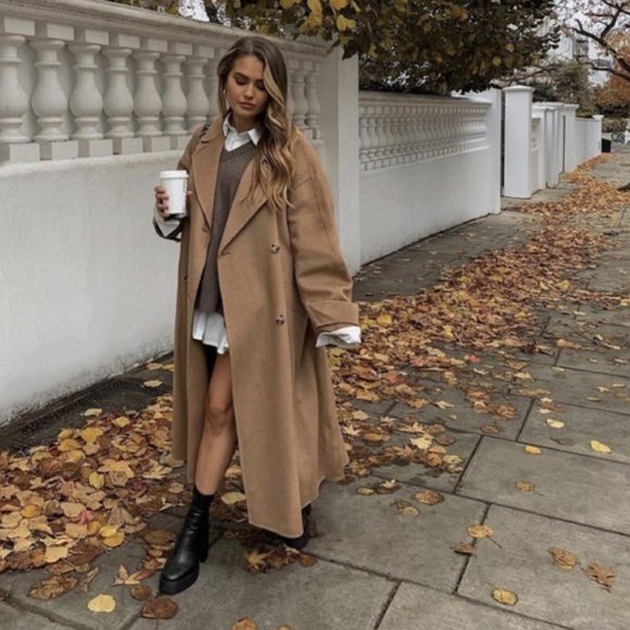 Zara Wool Blend Oversized Belted Coat - Picture 5 of 14